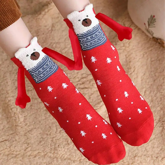 Creative Cartoon Cotton Couple Socks Fashion Funny Magnetic Couples Socks Christmas Gifts Hand in Hand Socks supplies