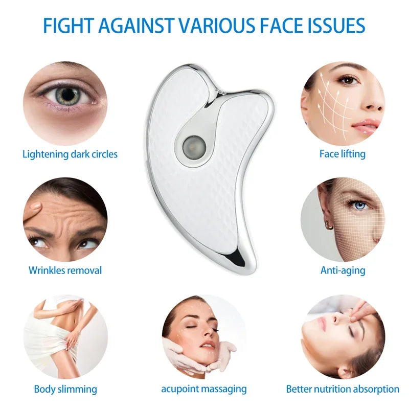 EMS Guasha Plate Scraper Board Electric Microcurrent Face Massager Face Lift Device Wrinkle Facial Lifting Firming Beauty Care