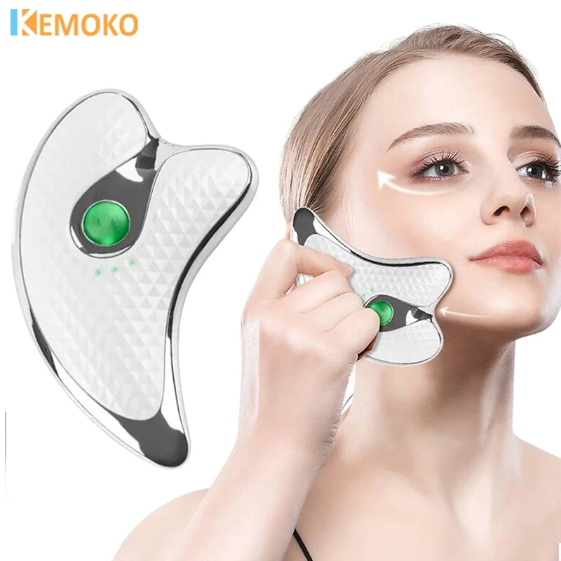 EMS Guasha Plate Scraper Board Electric Microcurrent Face Massager Face Lift Device Wrinkle Facial Lifting Firming Beauty Care