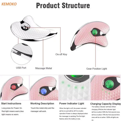 EMS Guasha Plate Scraper Board Electric Microcurrent Face Massager Face Lift Device Wrinkle Facial Lifting Firming Beauty Care